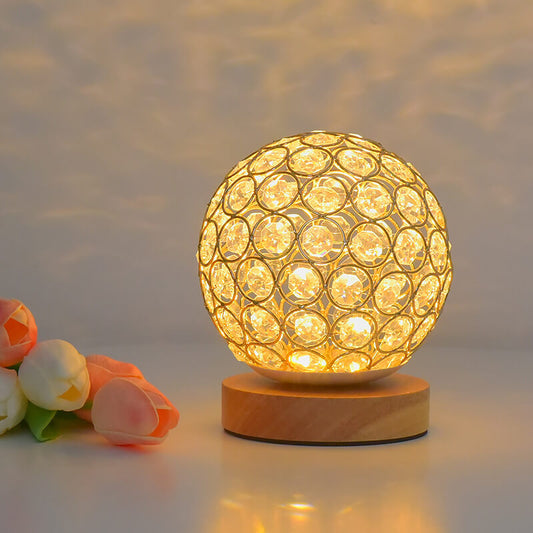 Shaira – Lampe de table en cristal avec recharge USB