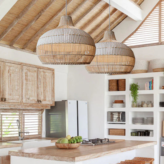 Alva – Lampe Suspendue en Rattan Naturel