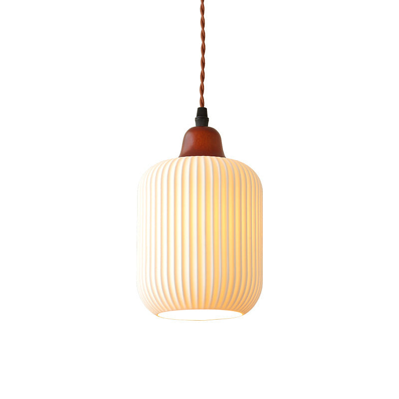 Haru – Lampe Suspendue en Bois et Céramique Rustique