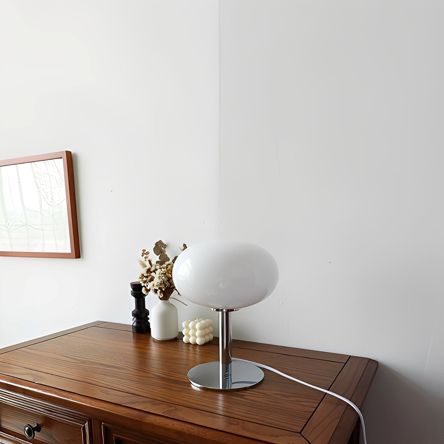 Evelyn – Lampe de table vintage en verre crème
