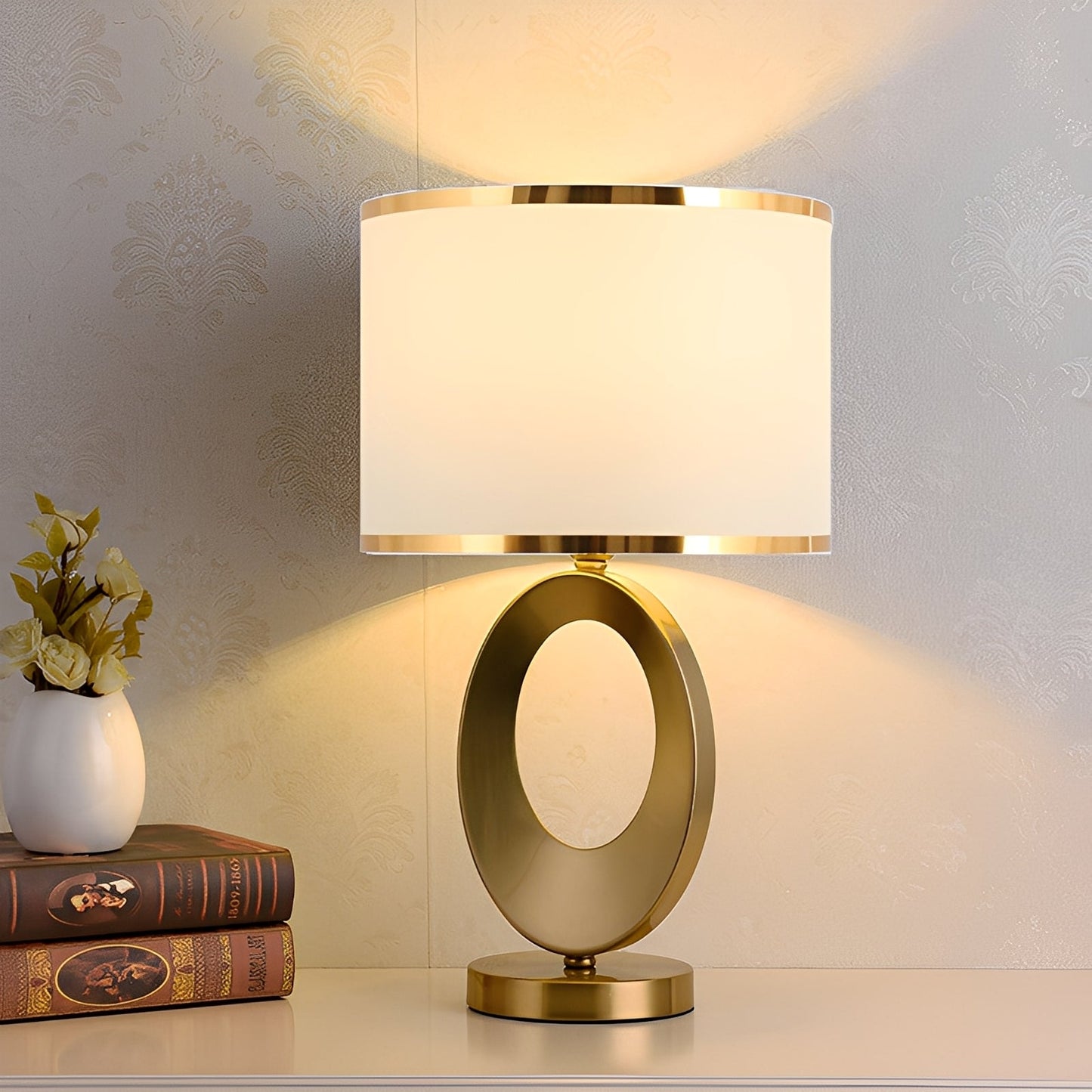 Jordy – Lampe de table de luxe avec abat-jour en tissu