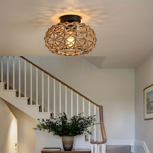 Ravenna – Lampe de plafond en corde de chanvre américaine