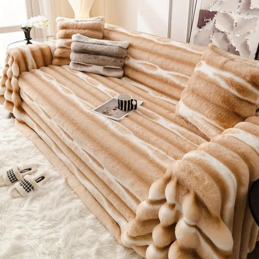 Juvy – Housse de canapé en fausse fourrure veloutée
