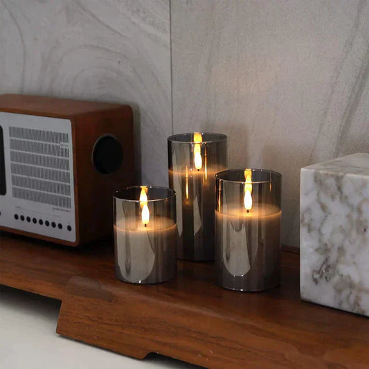 Meline – Bougie LED en verre avec effet flamme