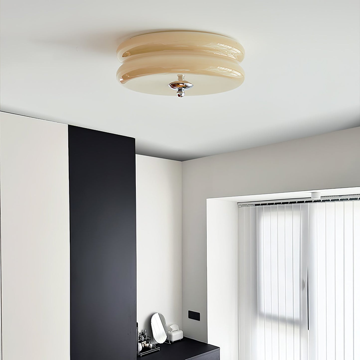 Elon – Lampe de plafond simple en verre crème