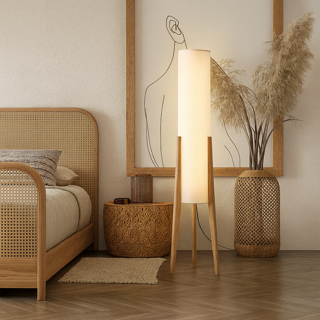 Astra – Lampe sur pied rétro en bois