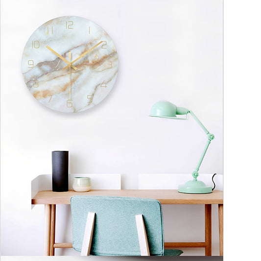 Marbela – Horloge Murale en Verre Nordique avec Effet Marbre
