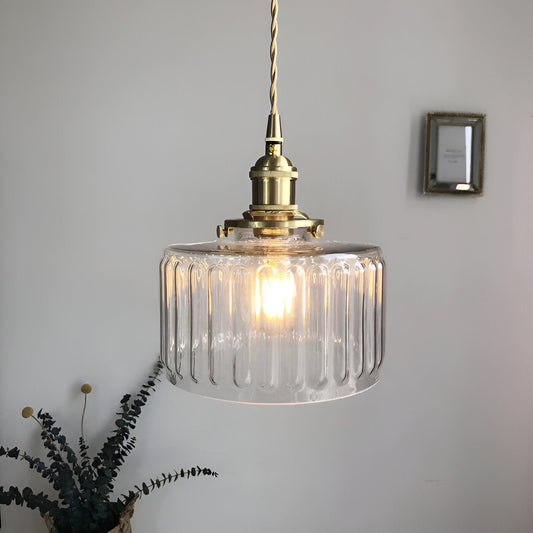 ÉmeraudeLustre – Suspension rétro en vert profond & verre sculpté