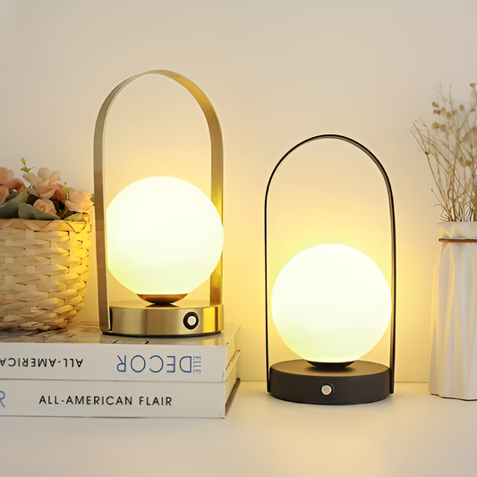 OrbitaLED - Lampe de table sans fil en forme d’orbe - Rechargeable et inoxydable