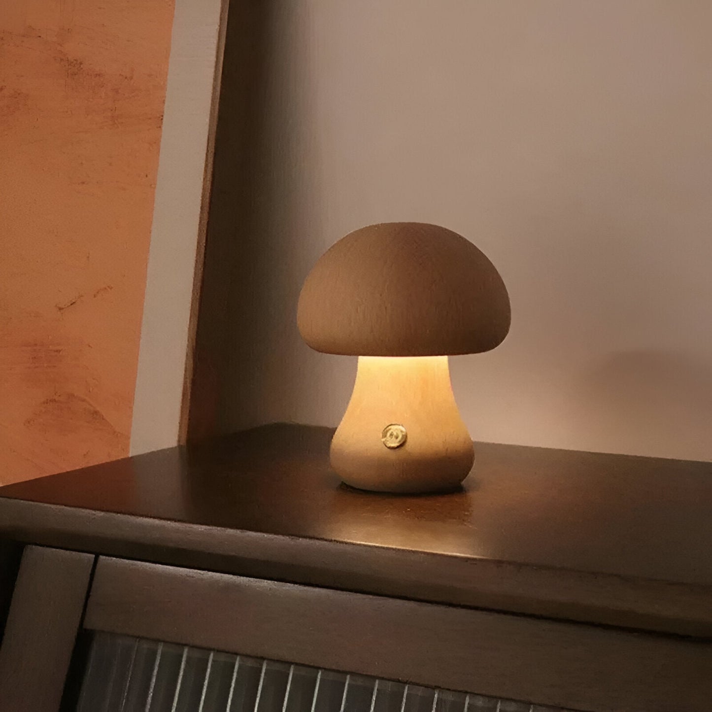 Lampe Tactile En Bois En Forme De Champignon