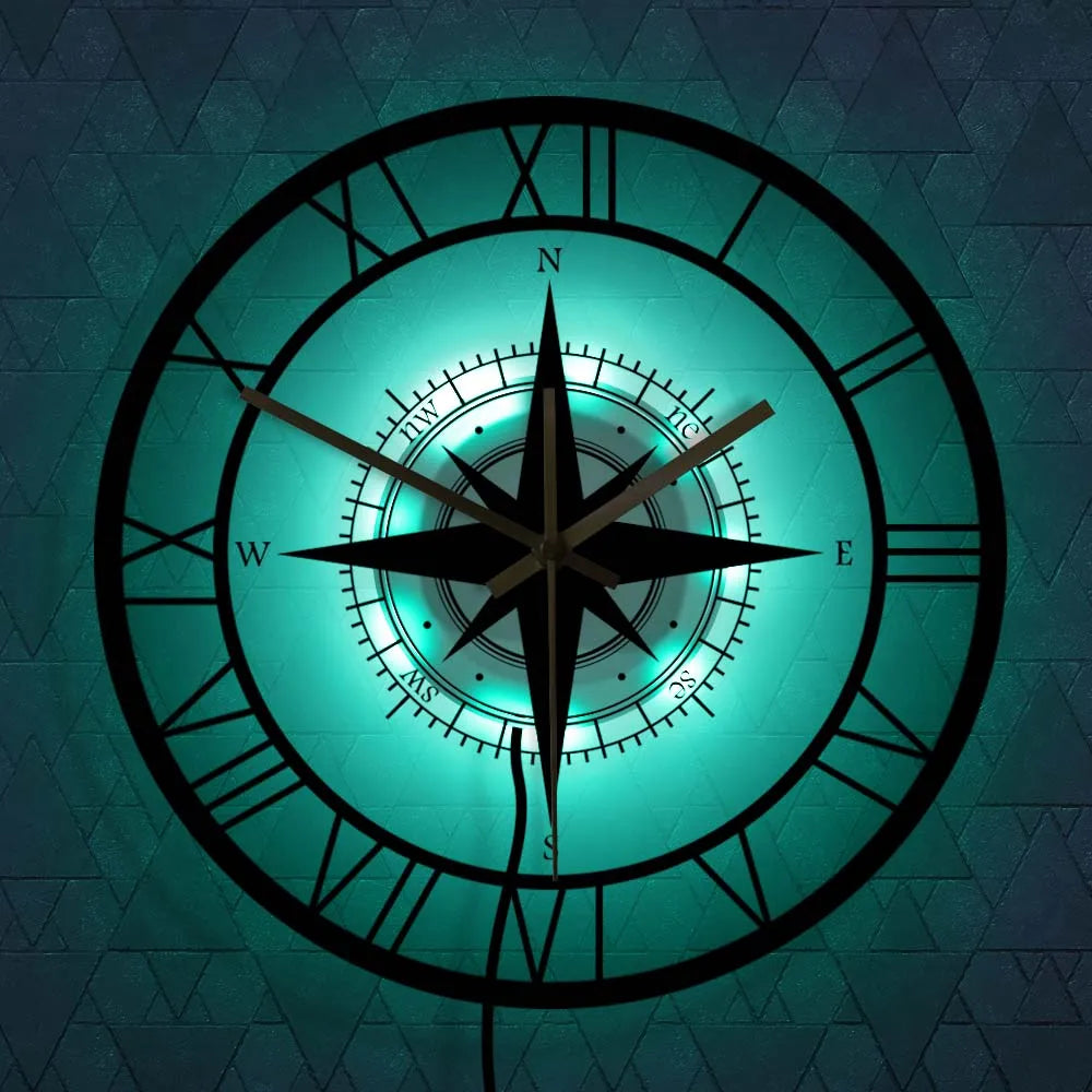 Horloge Décorative Silencieuse avec Compas en Acrylique