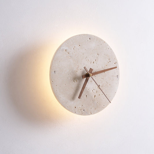 Elin – Applique murale avec horloge en travertin