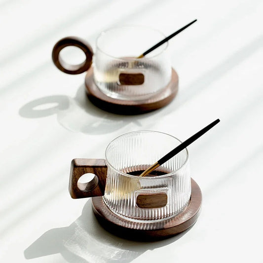 Wilross – Ensemble de tasses à café en bois de noyer