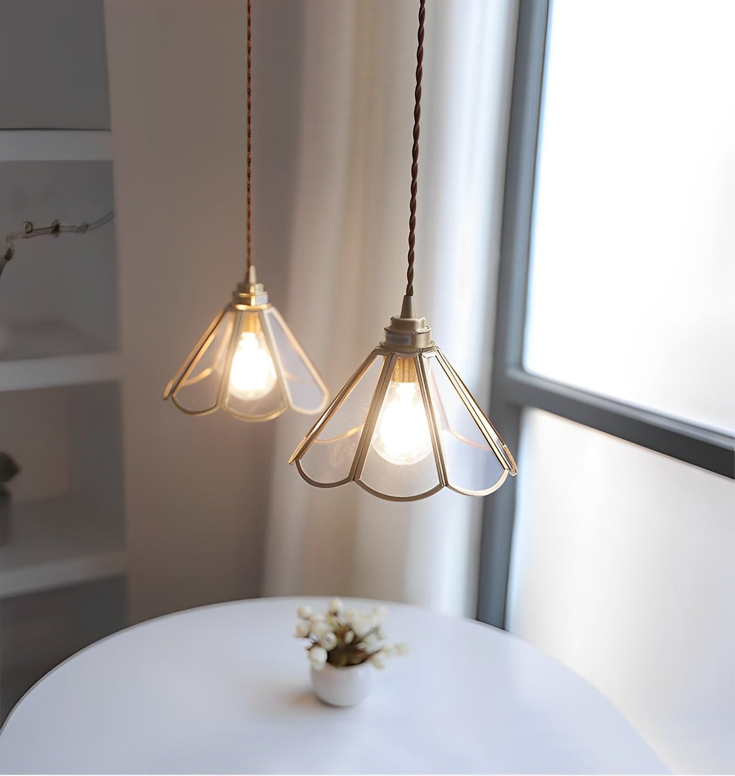 Clara – Suspension en verre avec câble en tissu