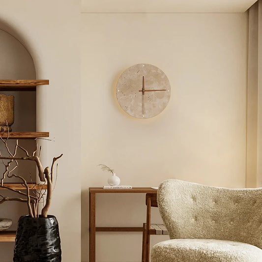 Solin – Horloge murale ronde en pierre