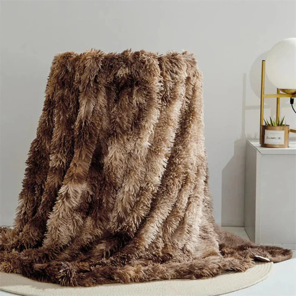 Lena – Couverture en laine peluche à deux couches unie