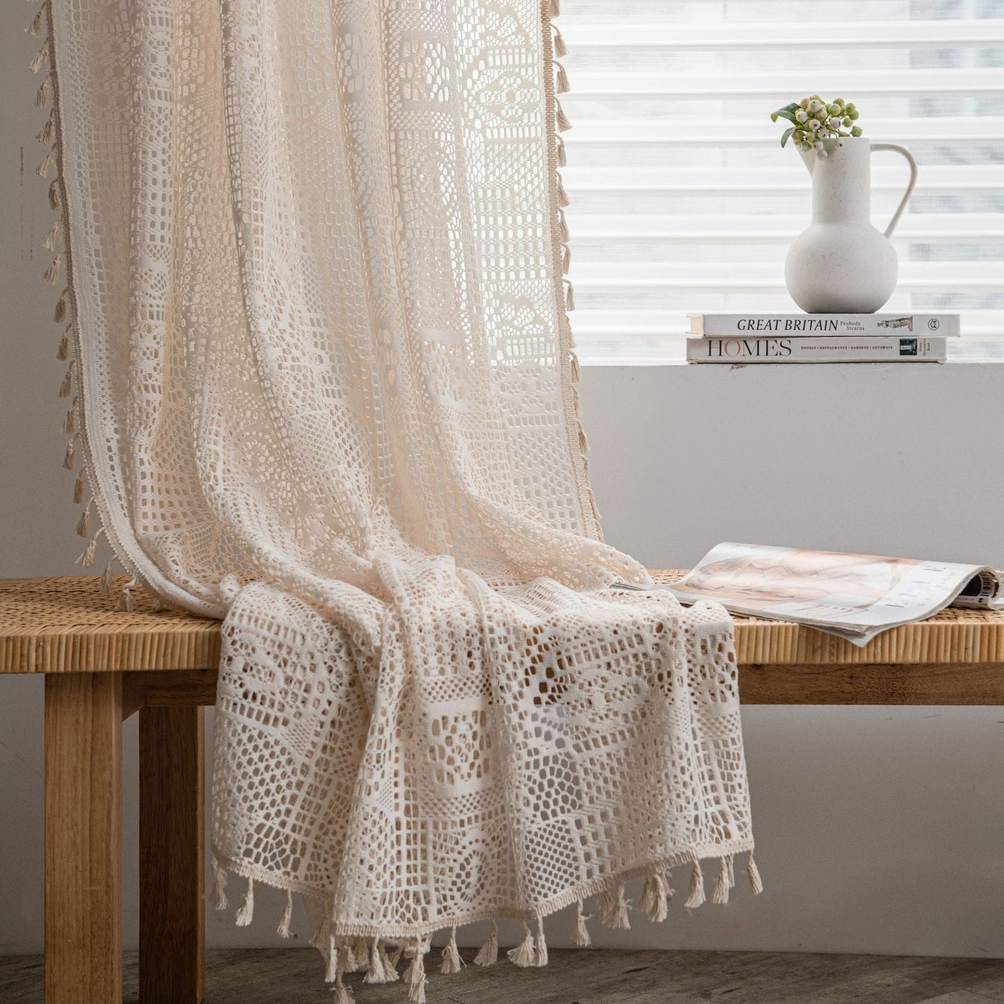 Sae – Rideau en crochet semi-transparent