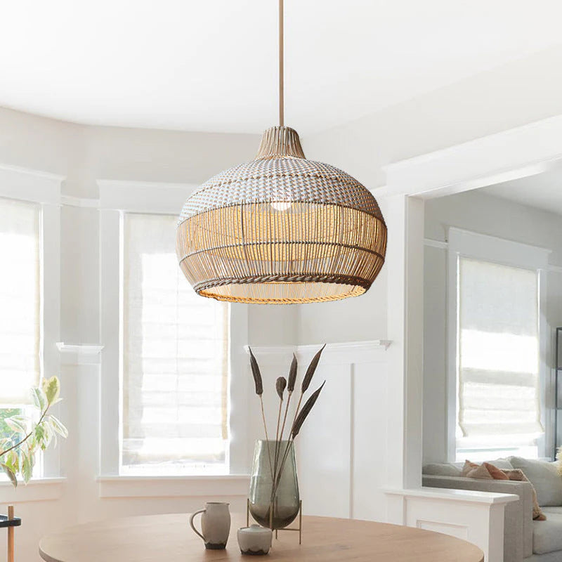 Alva – Lampe Suspendue en Rattan Naturel