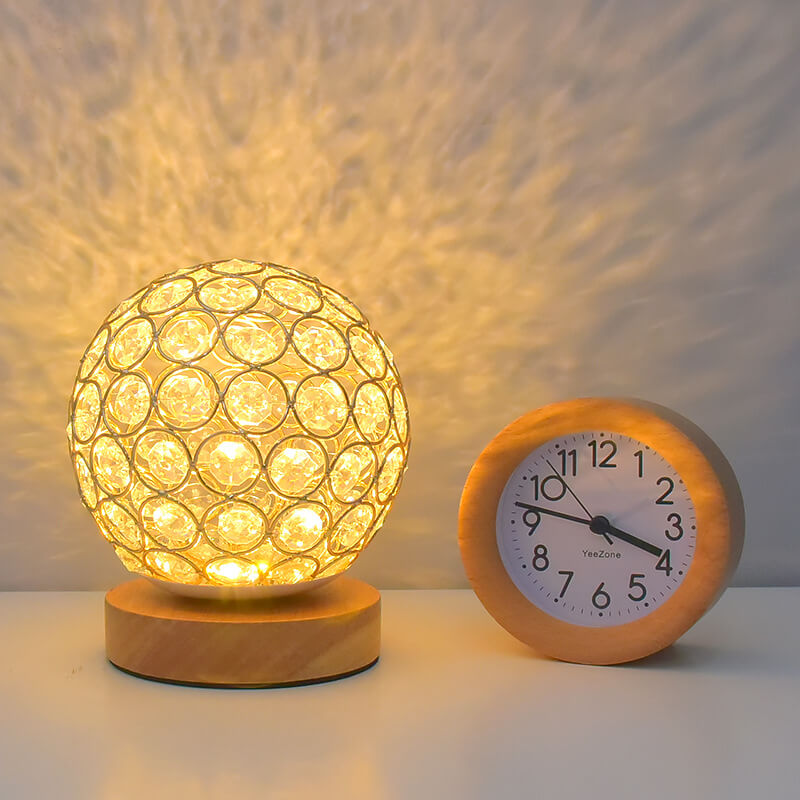 Shaira – Lampe de table en cristal avec recharge USB