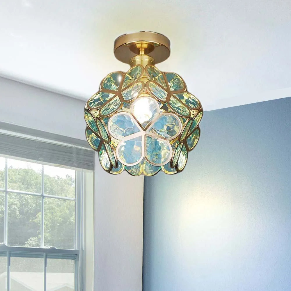 Plafonnier Pétale – Verre fleuri pour entrée ou couloir