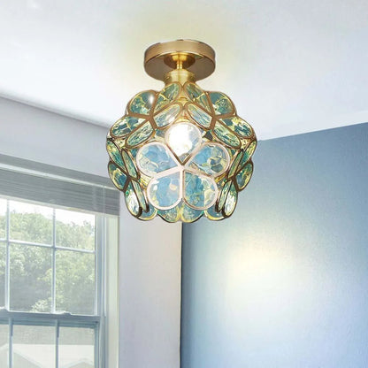 Plafonnier Pétale – Verre fleuri pour entrée ou couloir