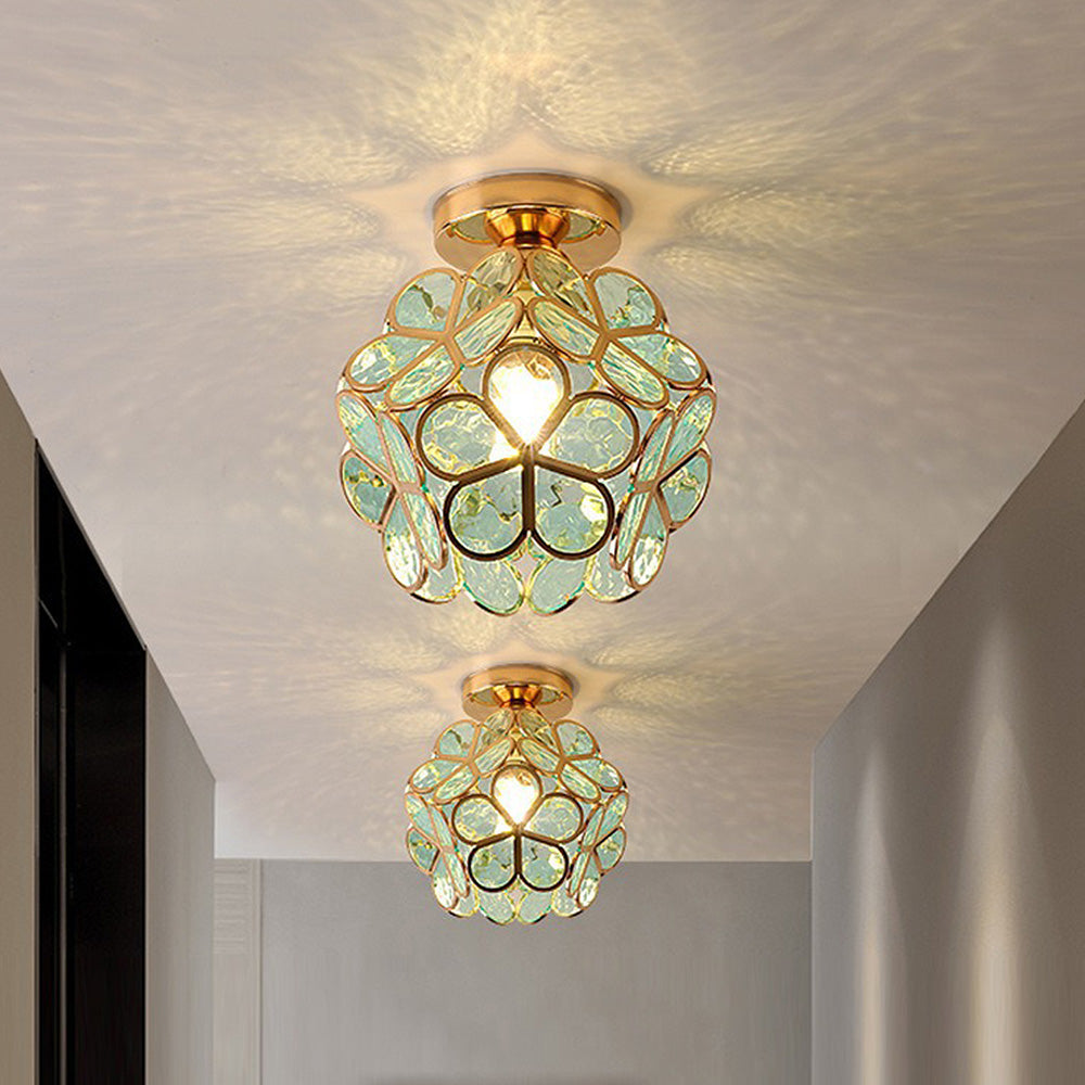 Plafonnier Pétale – Verre fleuri pour entrée ou couloir