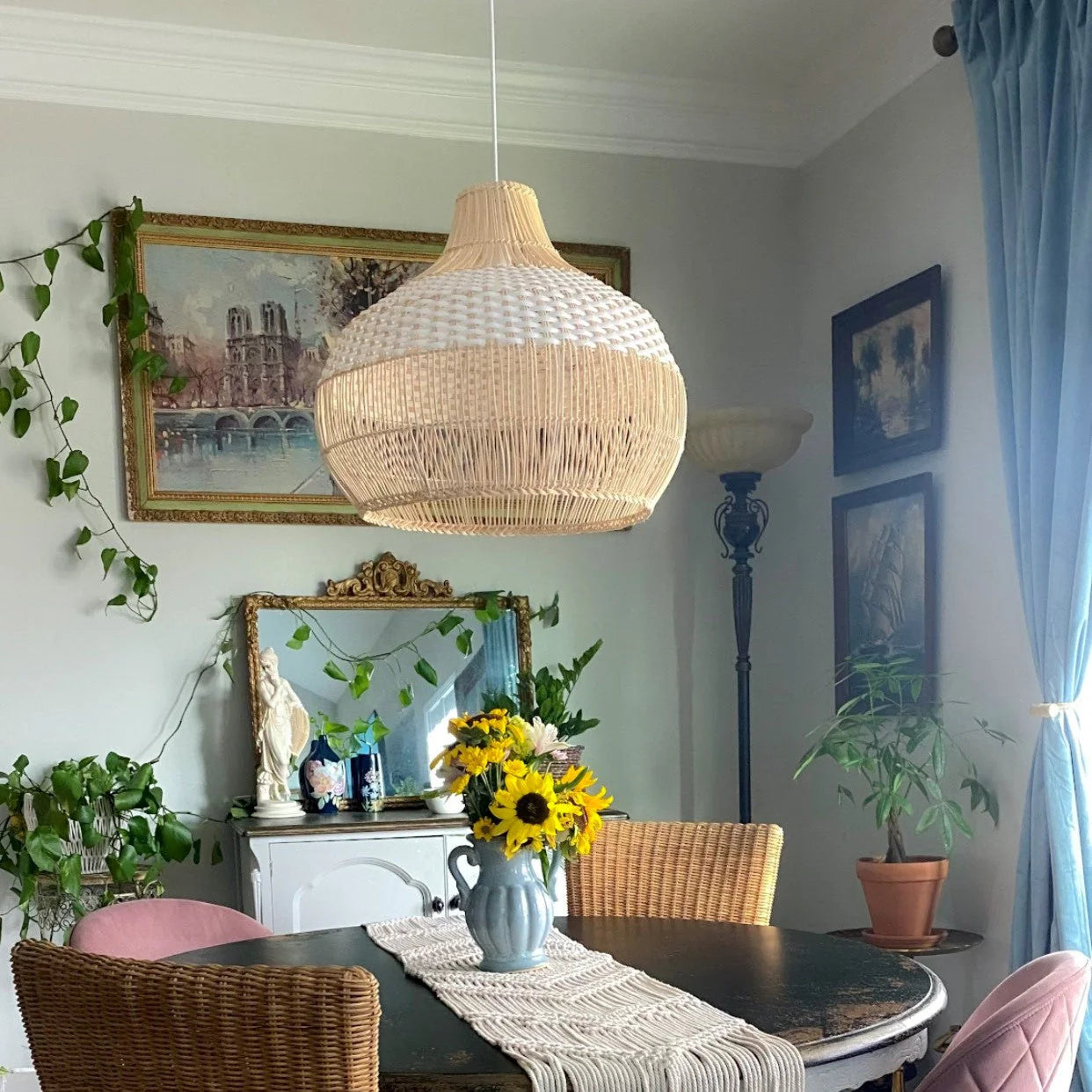 Alva – Lampe Suspendue en Rattan Naturel