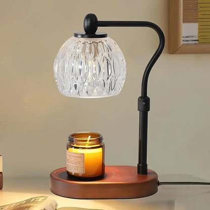 Emma – Lampe Chauffe-Bougie en Verre Doré