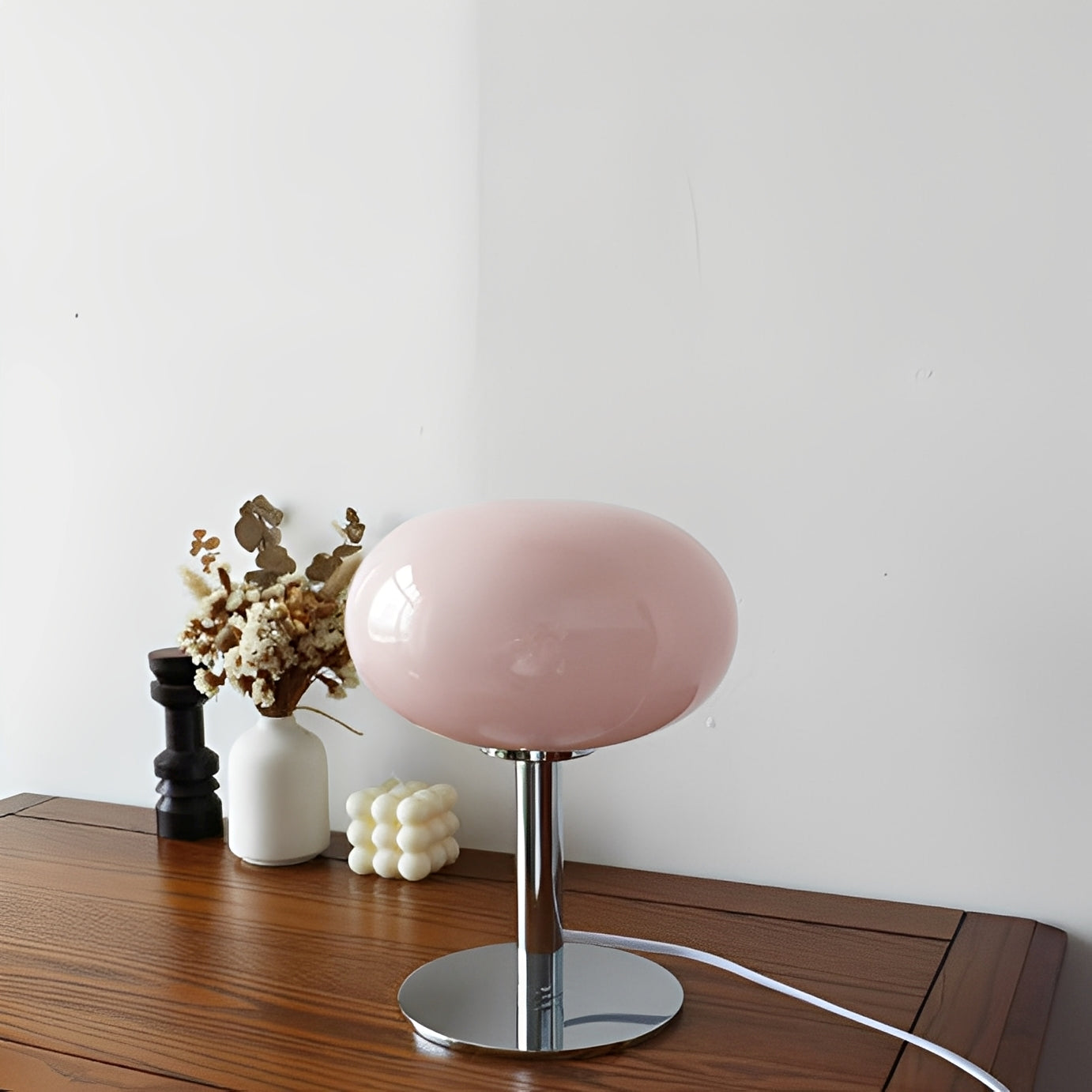 Evelyn – Lampe de table vintage en verre crème
