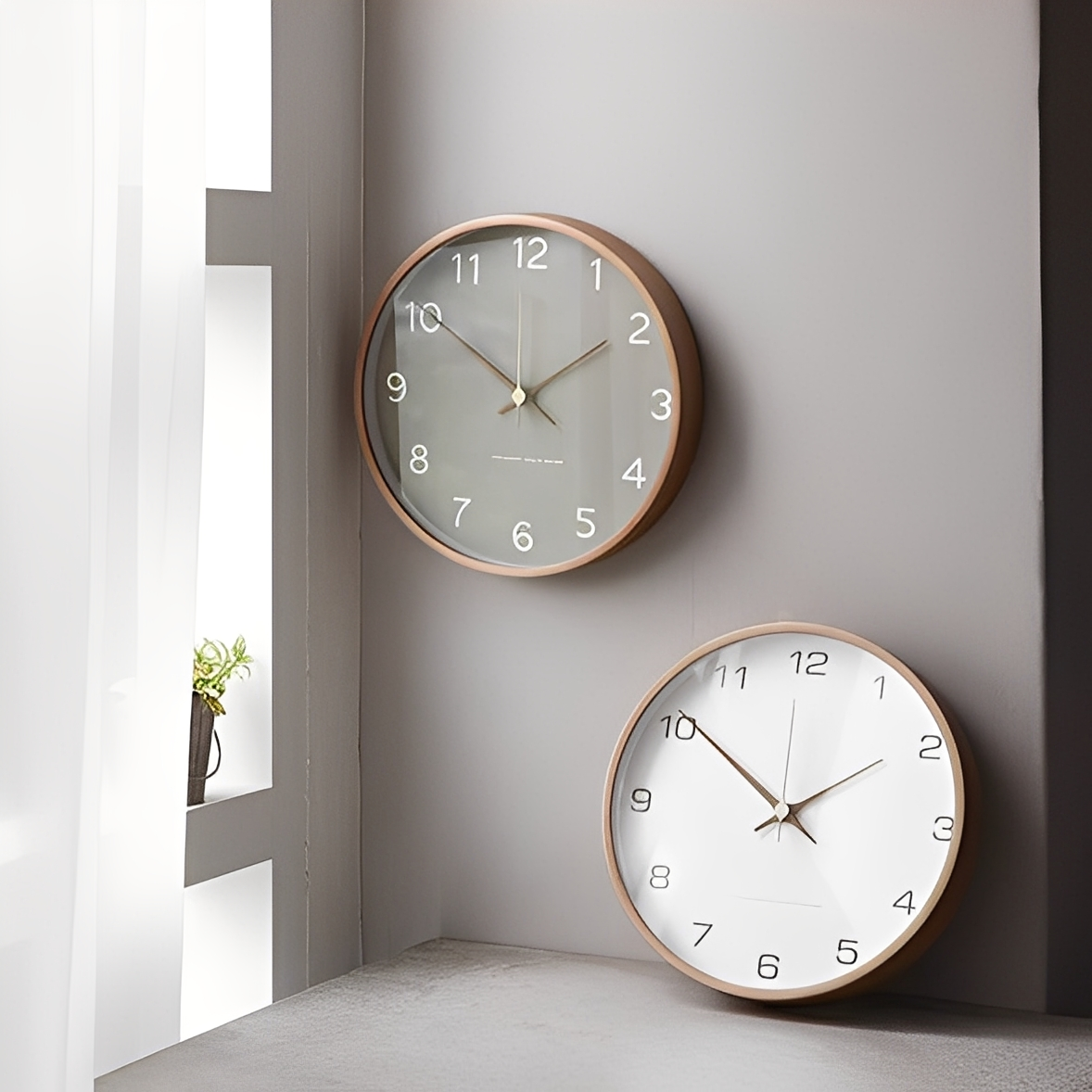 Ray – Horloges murales grises en bois