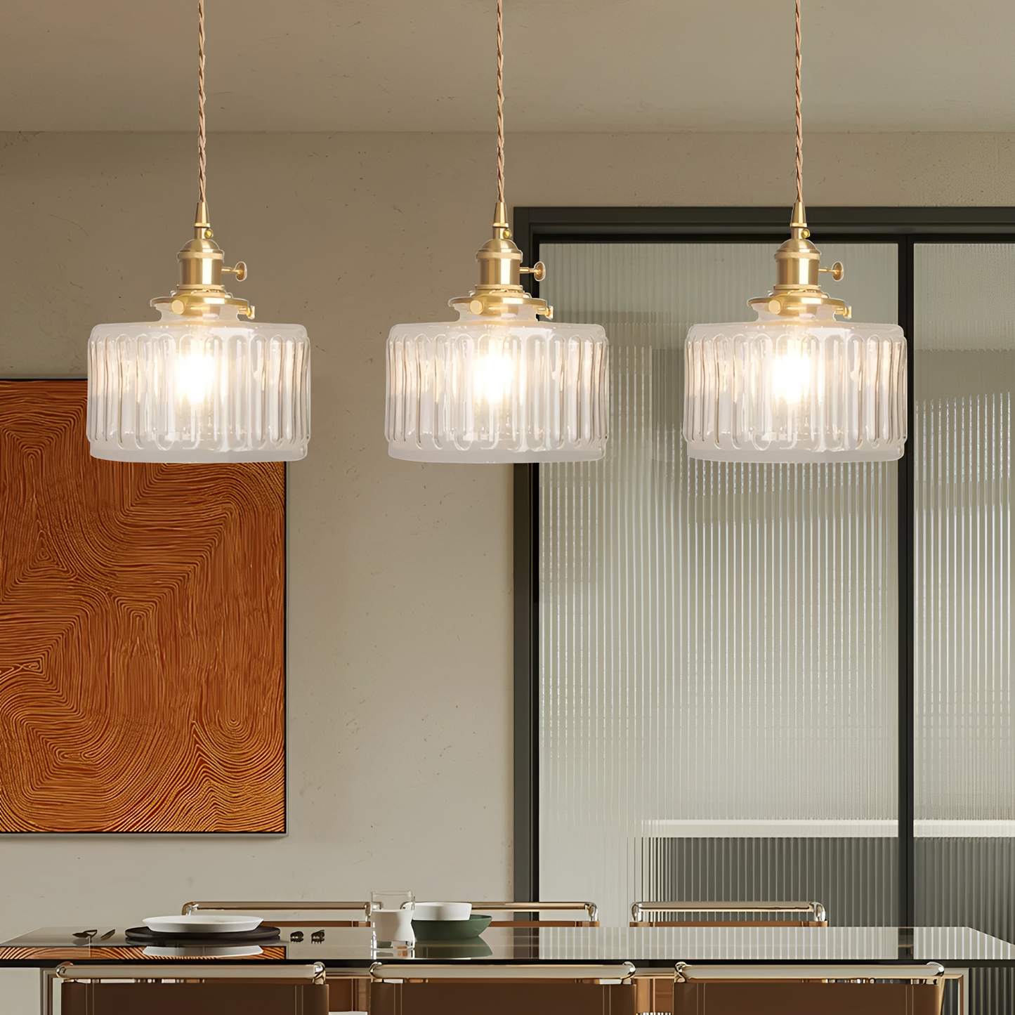 Frieda – Suspension classique en métal et verre