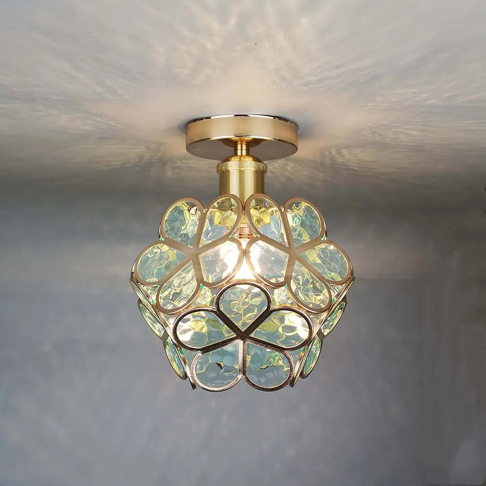 Plafonnier Pétale – Verre fleuri pour entrée ou couloir