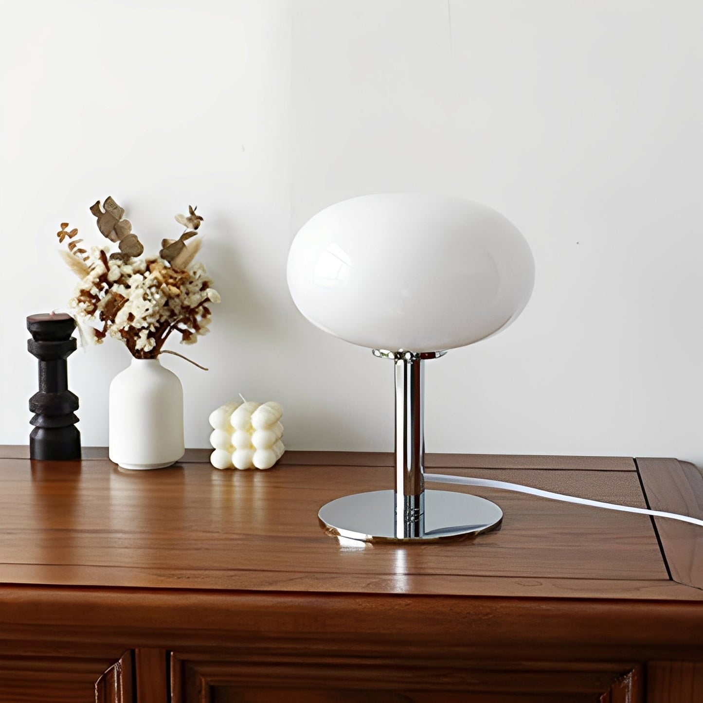 Evelyn – Lampe de table vintage en verre crème