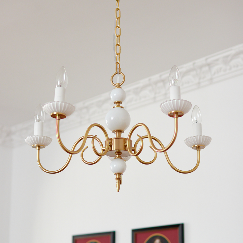 Alaric – Lustre rétro américain en verre crème
