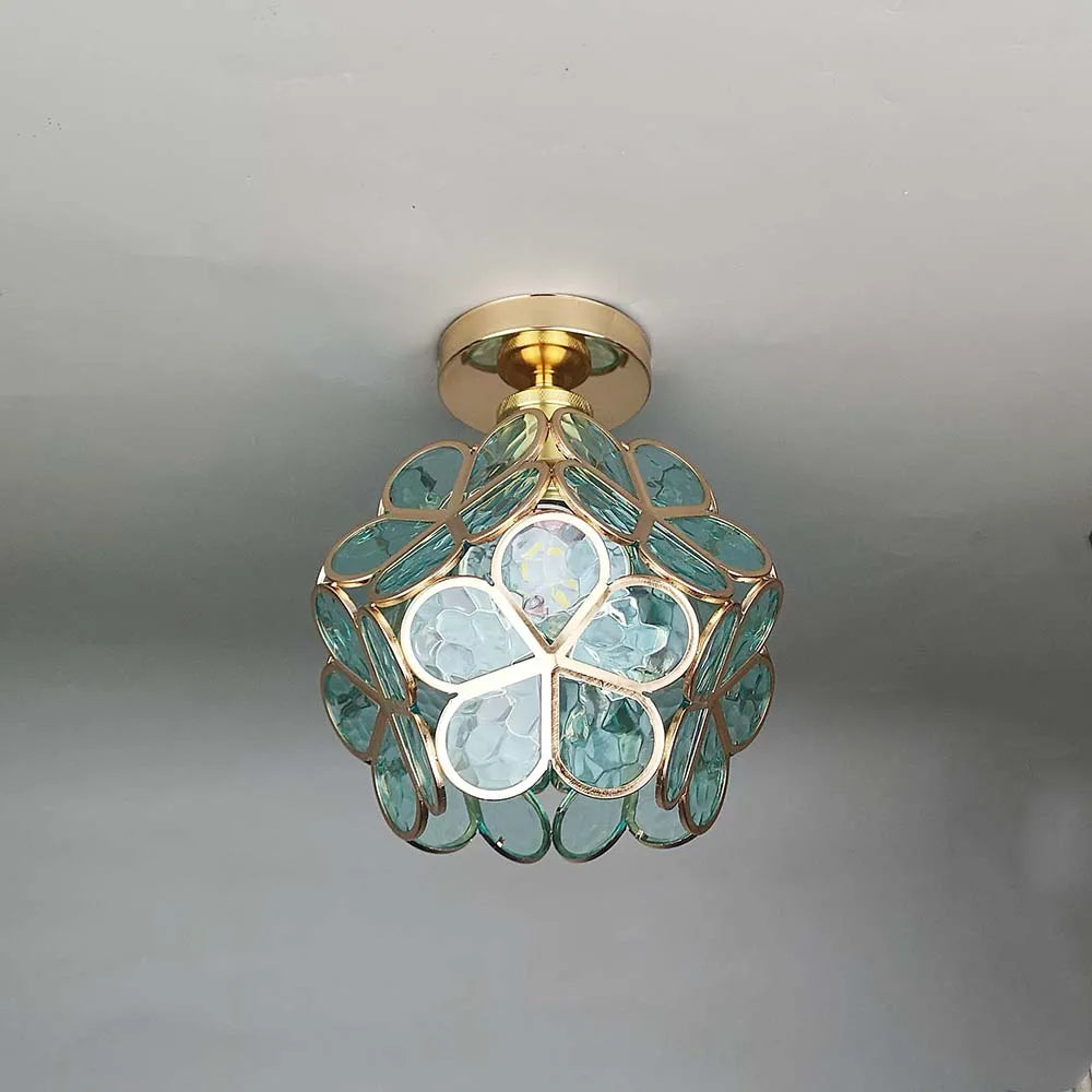 Plafonnier Pétale – Verre fleuri pour entrée ou couloir