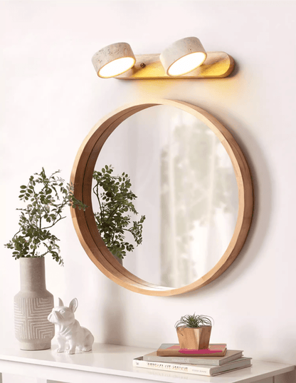 Kira – Applique murale en bois et travertin
