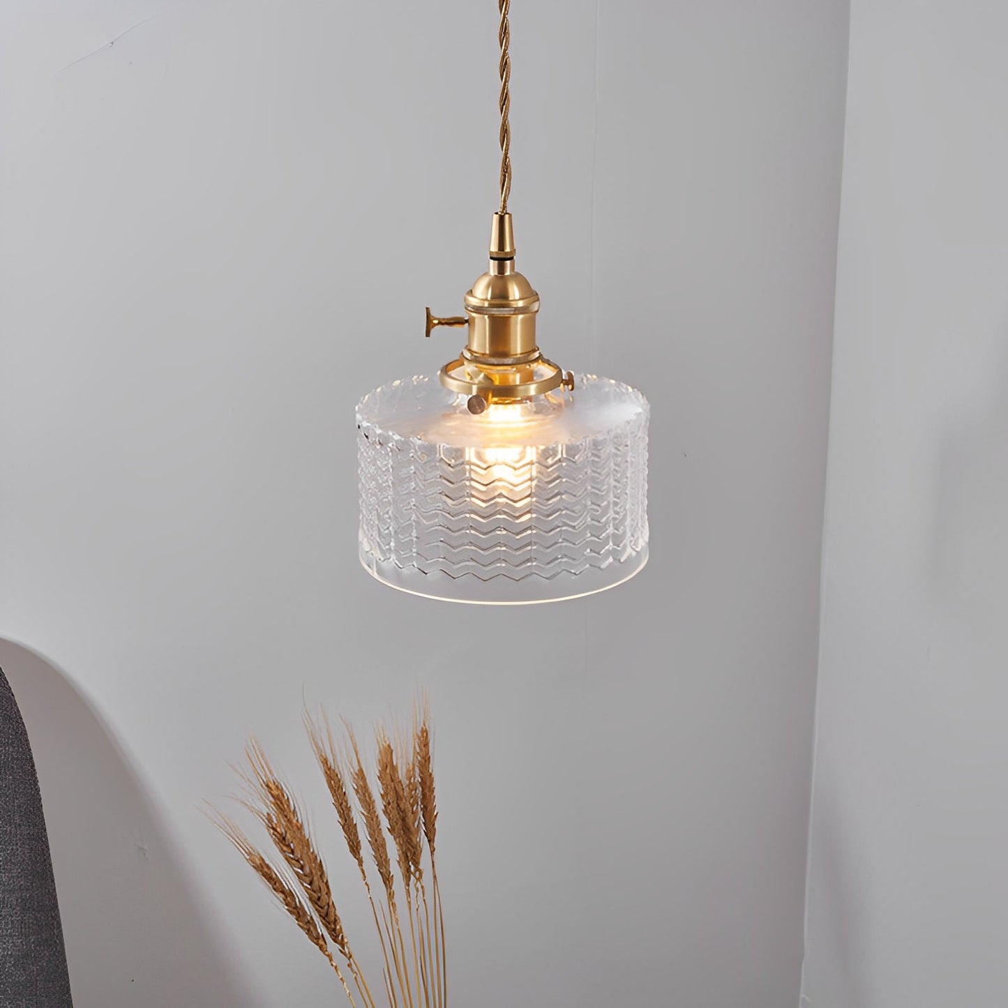 Clara – Suspension rétro avec verre cylindrique & interrupteur rotatif