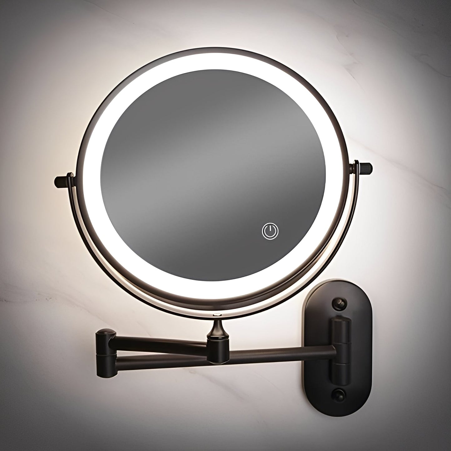 Lunara – Miroir suspendu avec lumière & agrandissement double face