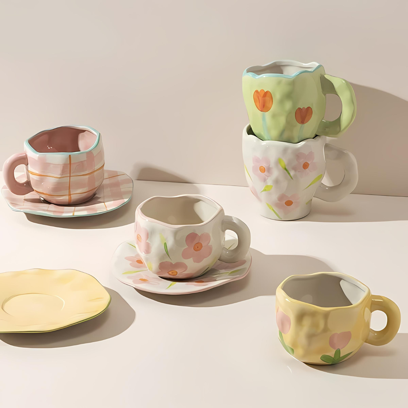 Arielle – Rétro Coeur Main Pincer Tasse à Café