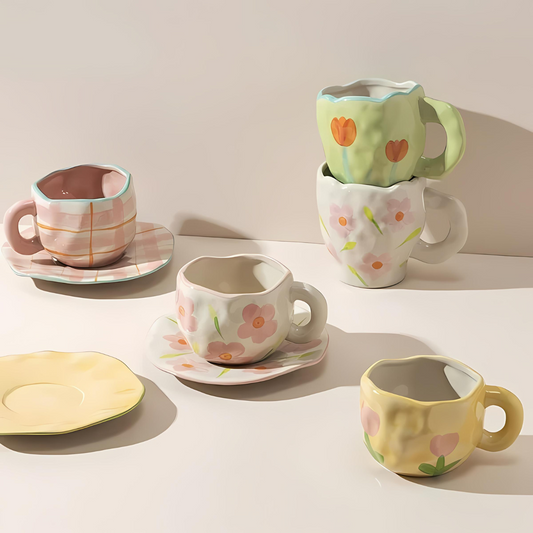 Arielle – Rétro Coeur Main Pincer Tasse à Café