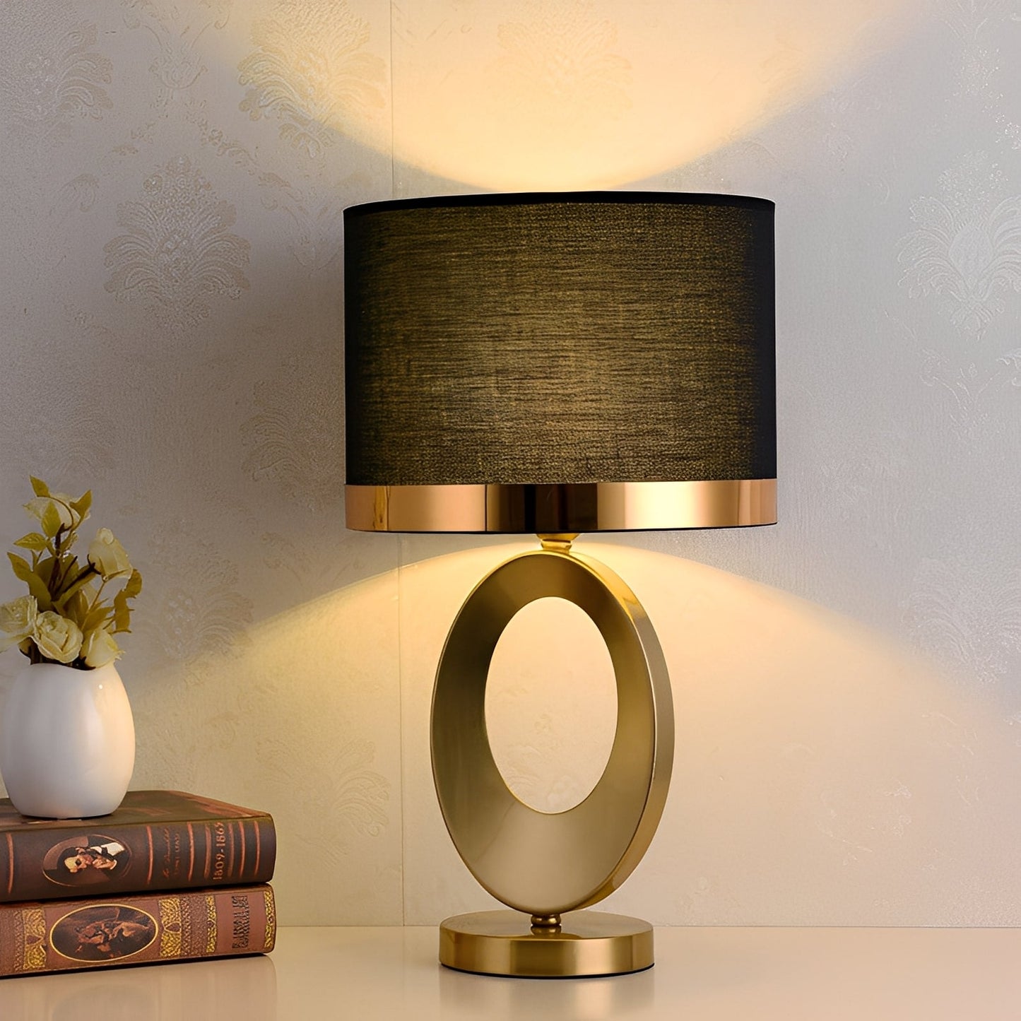 Jordy – Lampe de table de luxe avec abat-jour en tissu