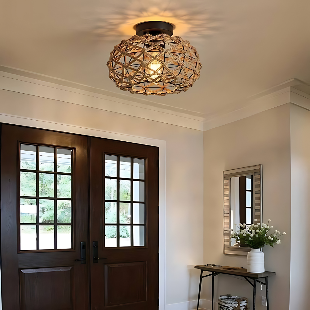 Ravenna – Lampe de plafond en corde de chanvre américaine
