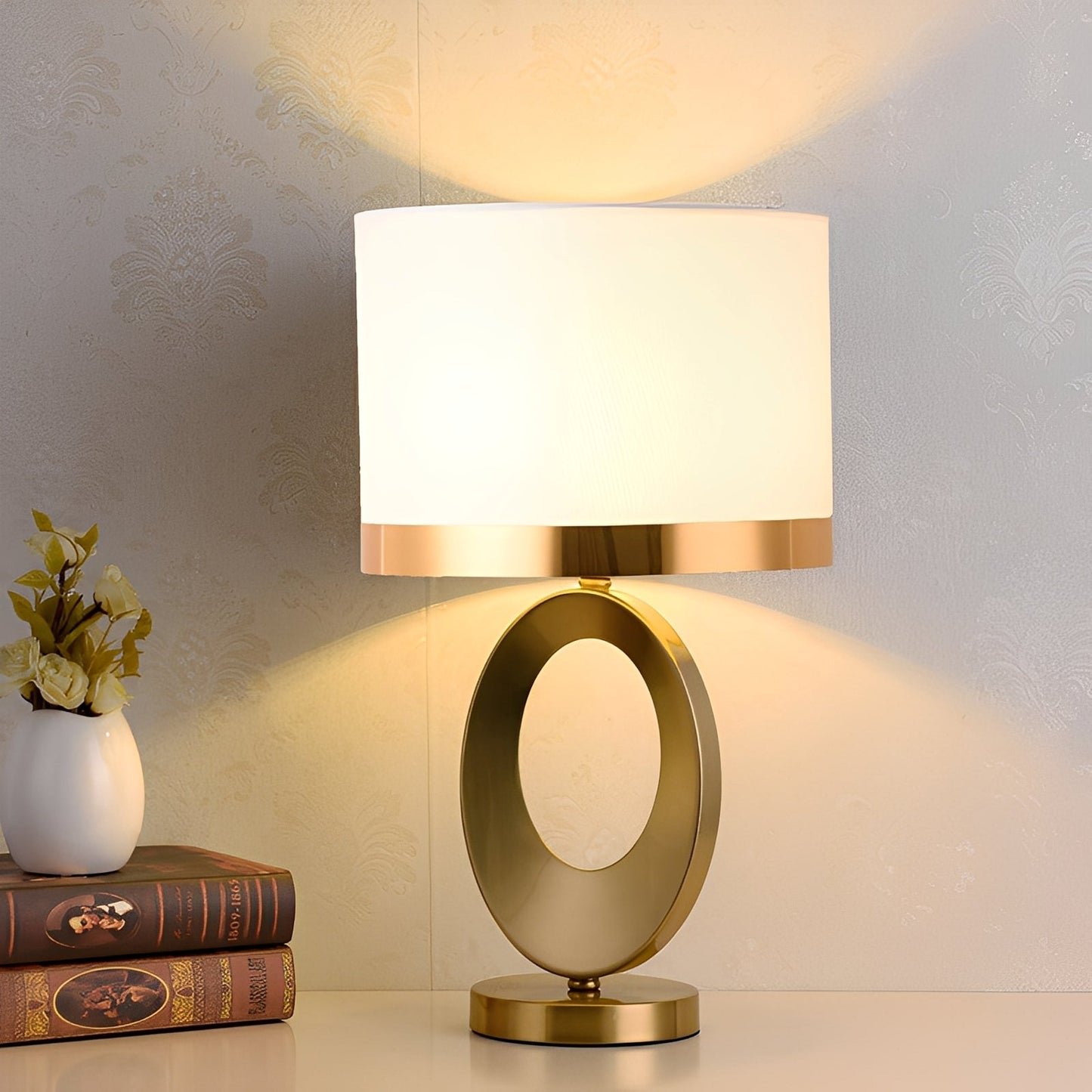 Jordy – Lampe de table de luxe avec abat-jour en tissu