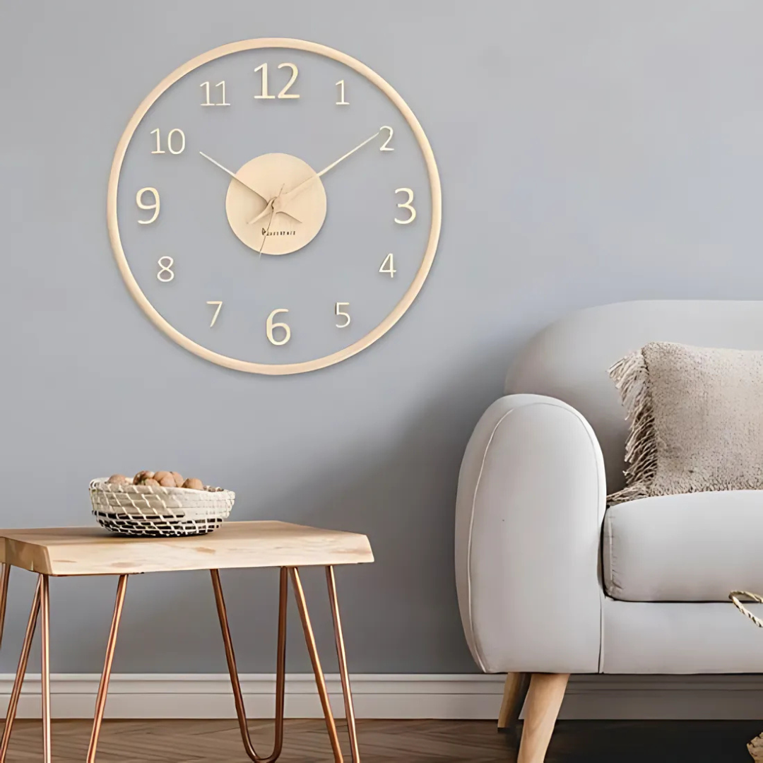Jasmin – Horloge murale en bois et verre