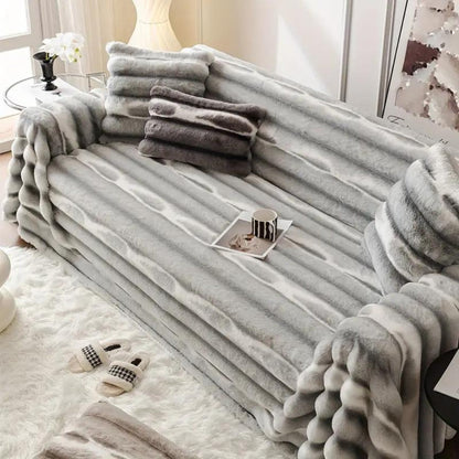 Juvy – Housse de canapé en fausse fourrure veloutée