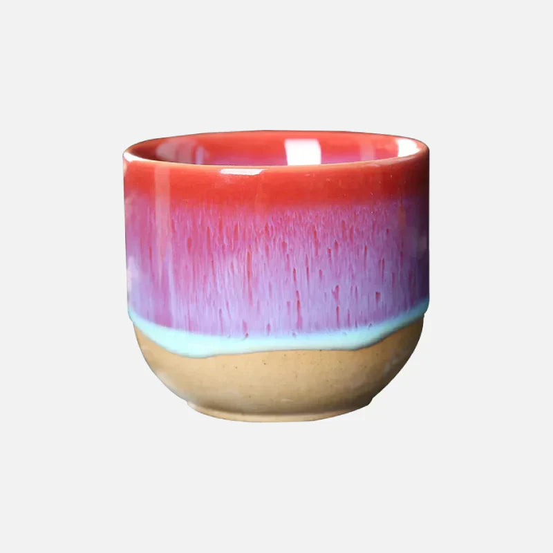 Tasse en céramique à glaçure arc-en-ciel – Pour des matins hauts en couleur