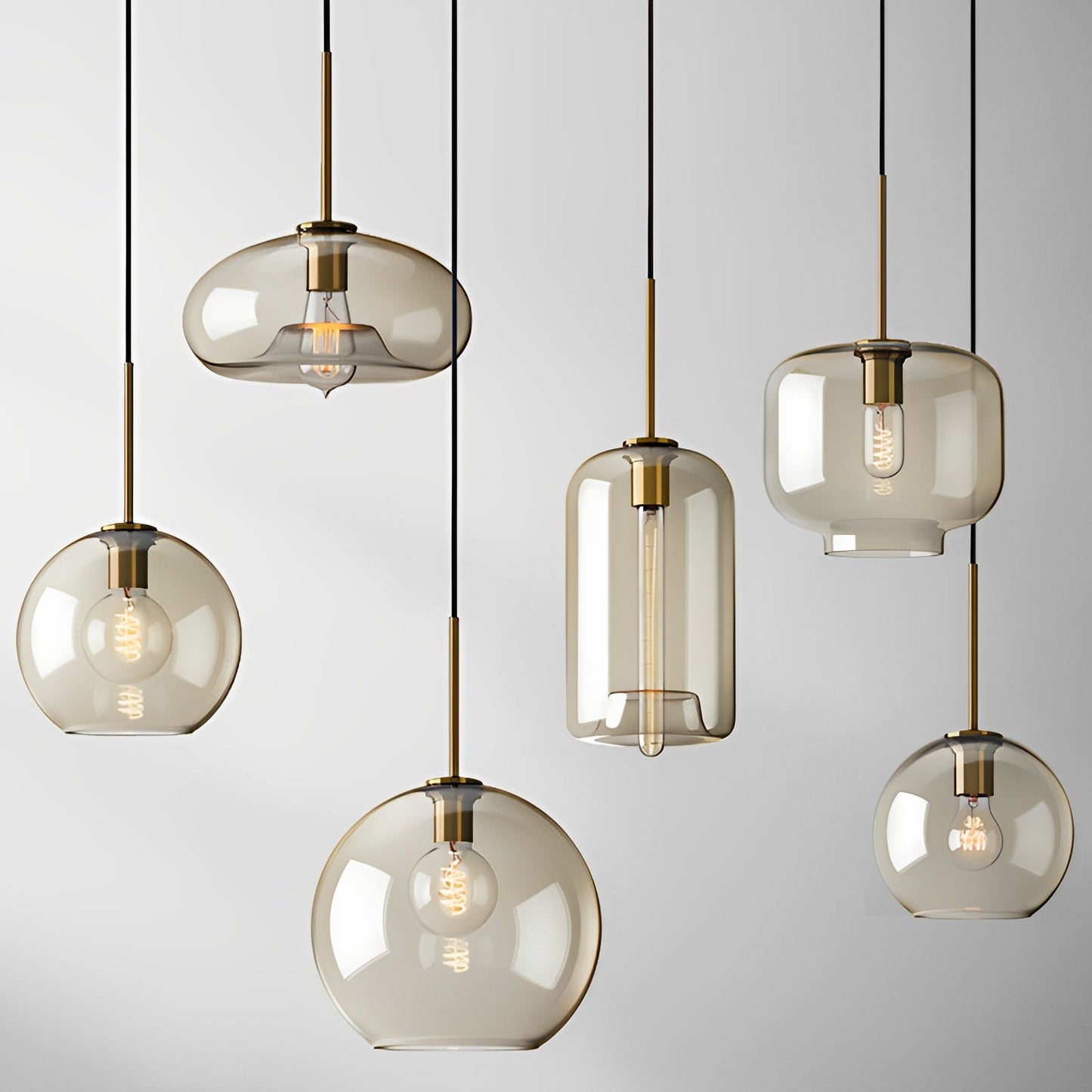 Isadora – Suspension en Verre Cognac au Style Moderne