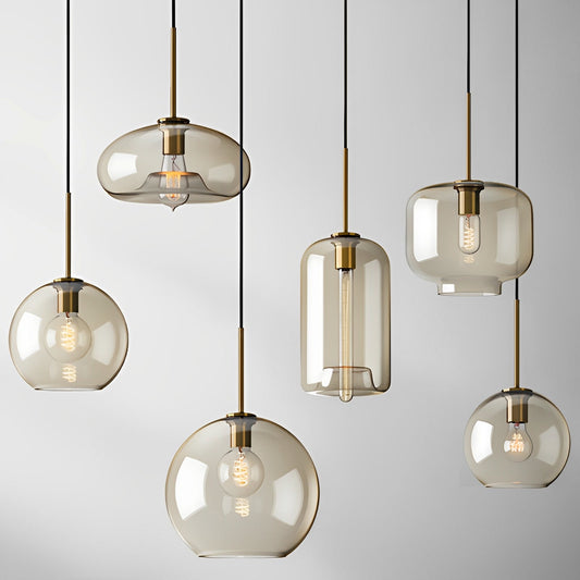 Isadora – Suspension en Verre Cognac au Style Moderne