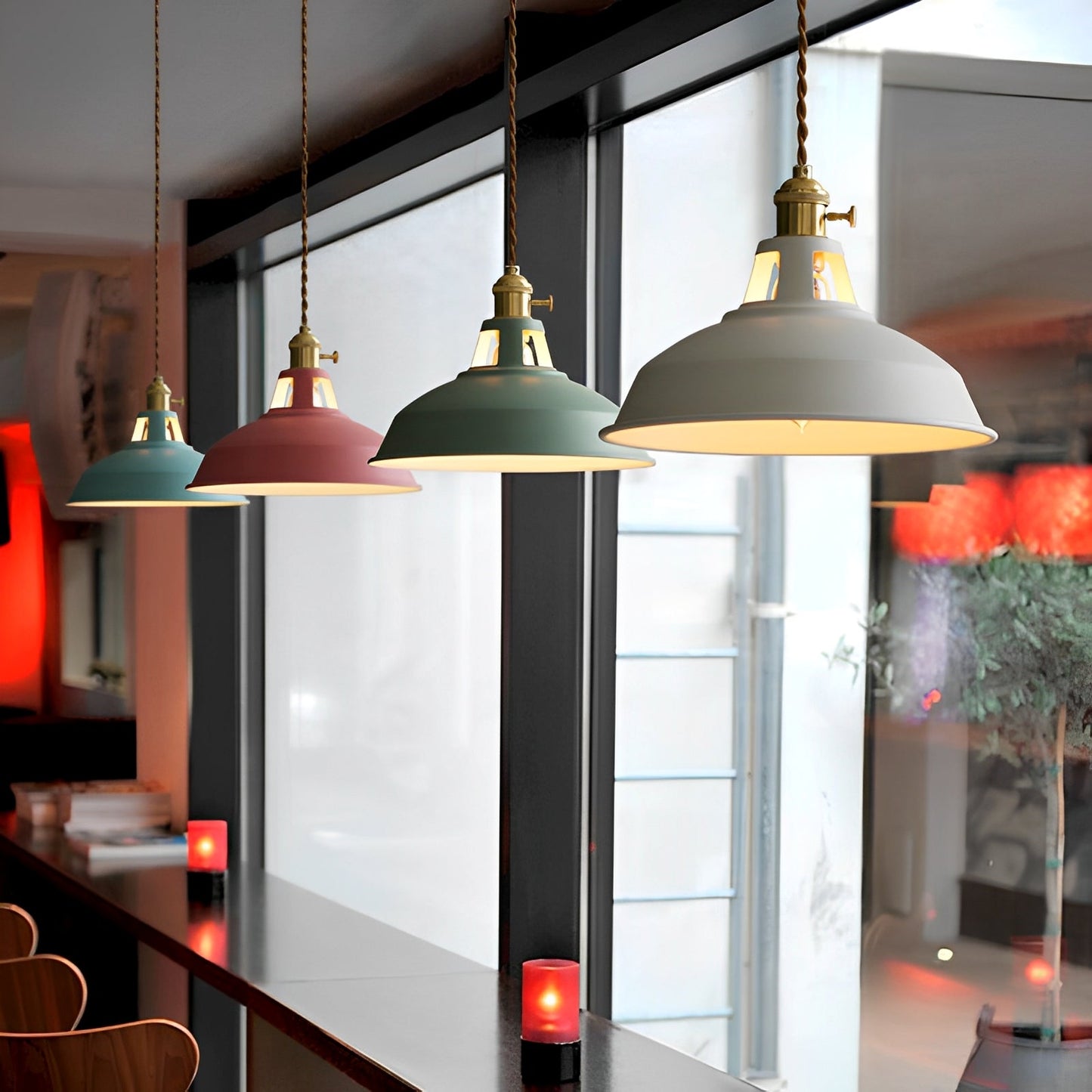 Mella – Suspension industrielle design macaron en métal