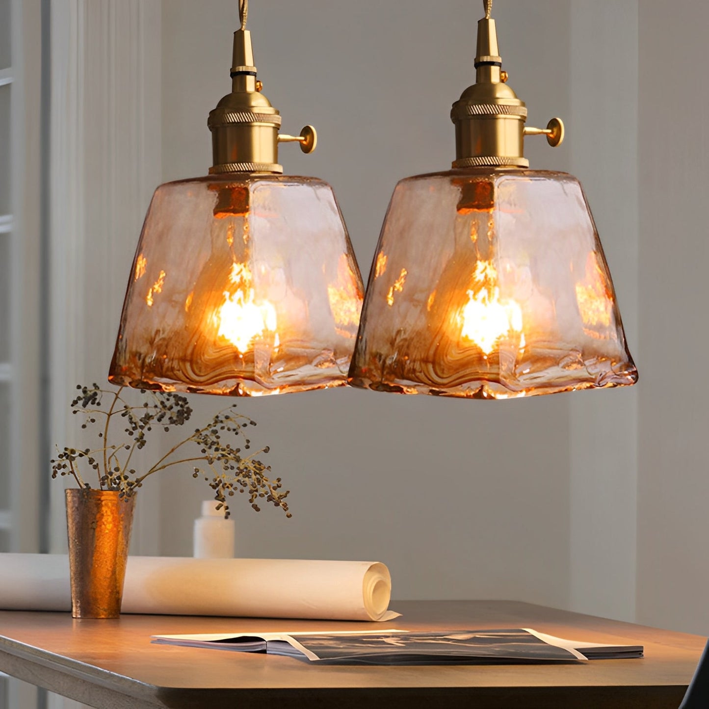Claribel – Suspension vintage avec verre d'albâtre
